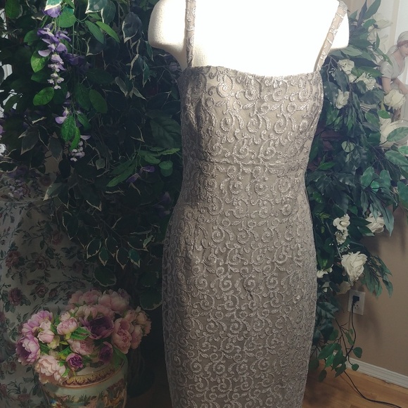 EMBROIDERED LACE DRESS WITH BOLERO JACKET SZ 16 - Picture 11 of 12